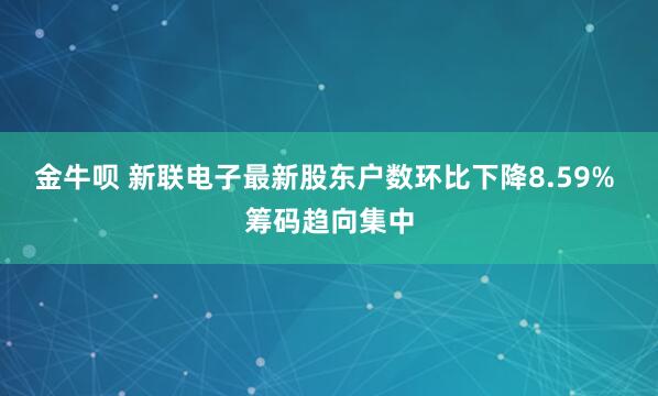 金牛呗 新联电子最新股东户数环比下降8.59% 筹码趋向集中